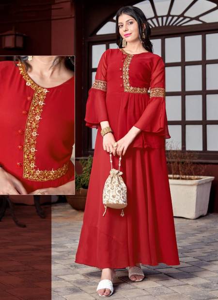 Red Colour KANAK NX SASYA New Latest Festive Wear Designer Gown Collection 2001